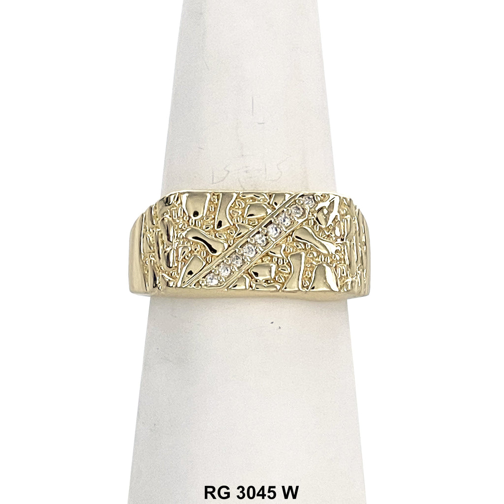 Men's 14k Gold Plated Nugget CZ Ring