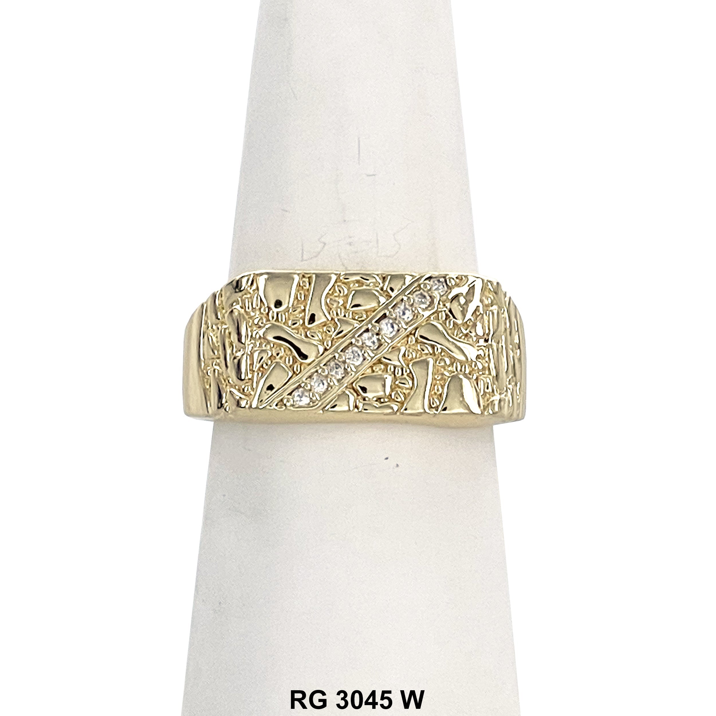 Men's 14k Gold Plated Nugget CZ Ring