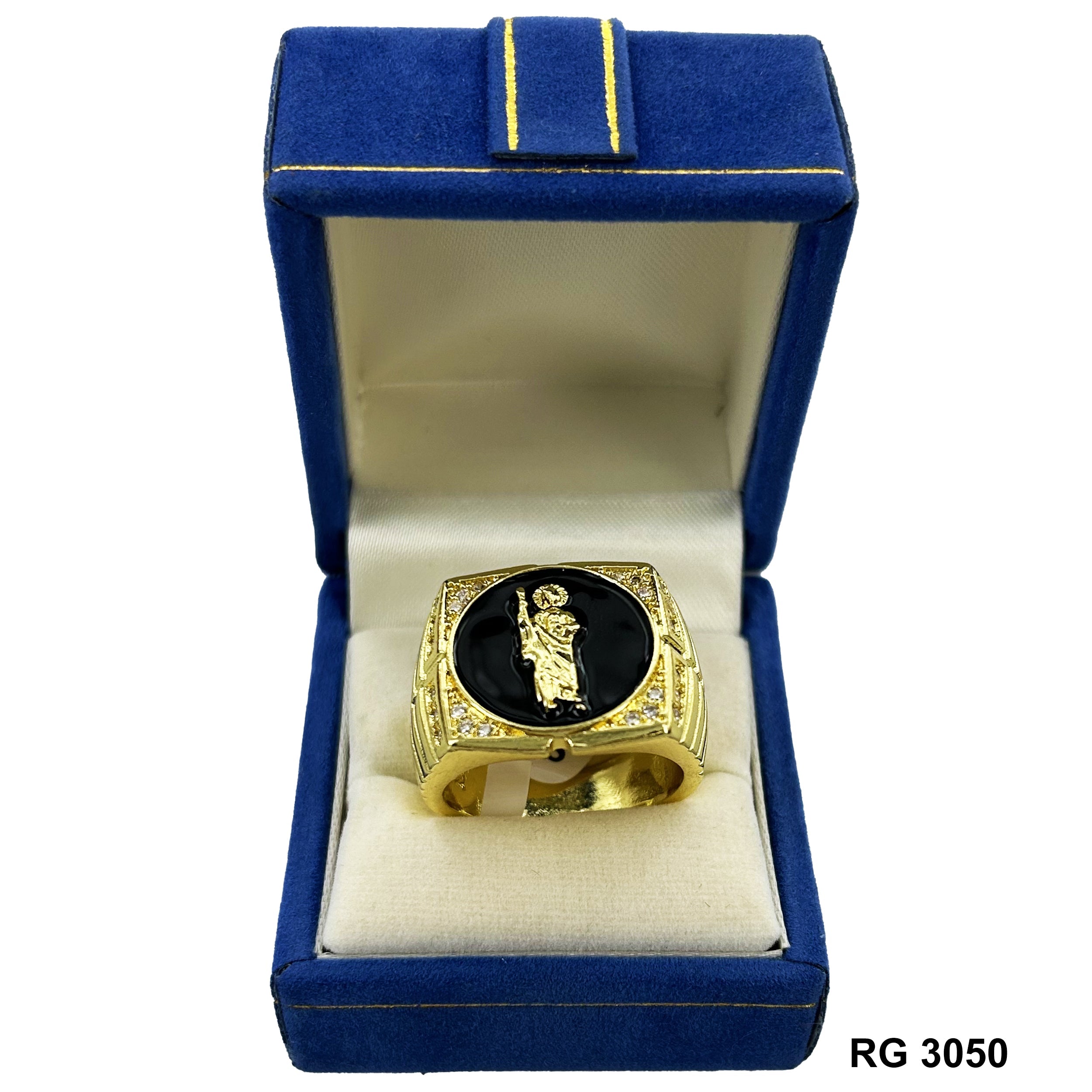 Mens 14k Gold Plated San Judas Ring