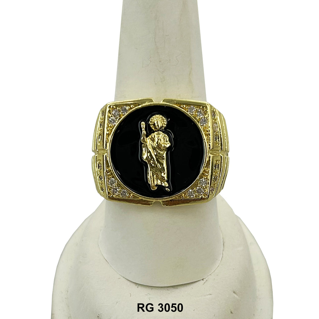 Mens 14k Gold Plated San Judas Ring